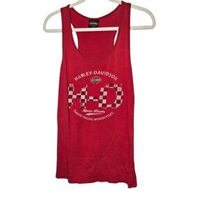 Harley-Davidson Womens Red Graphic California Top Distressed Faded Worn‎ in  L